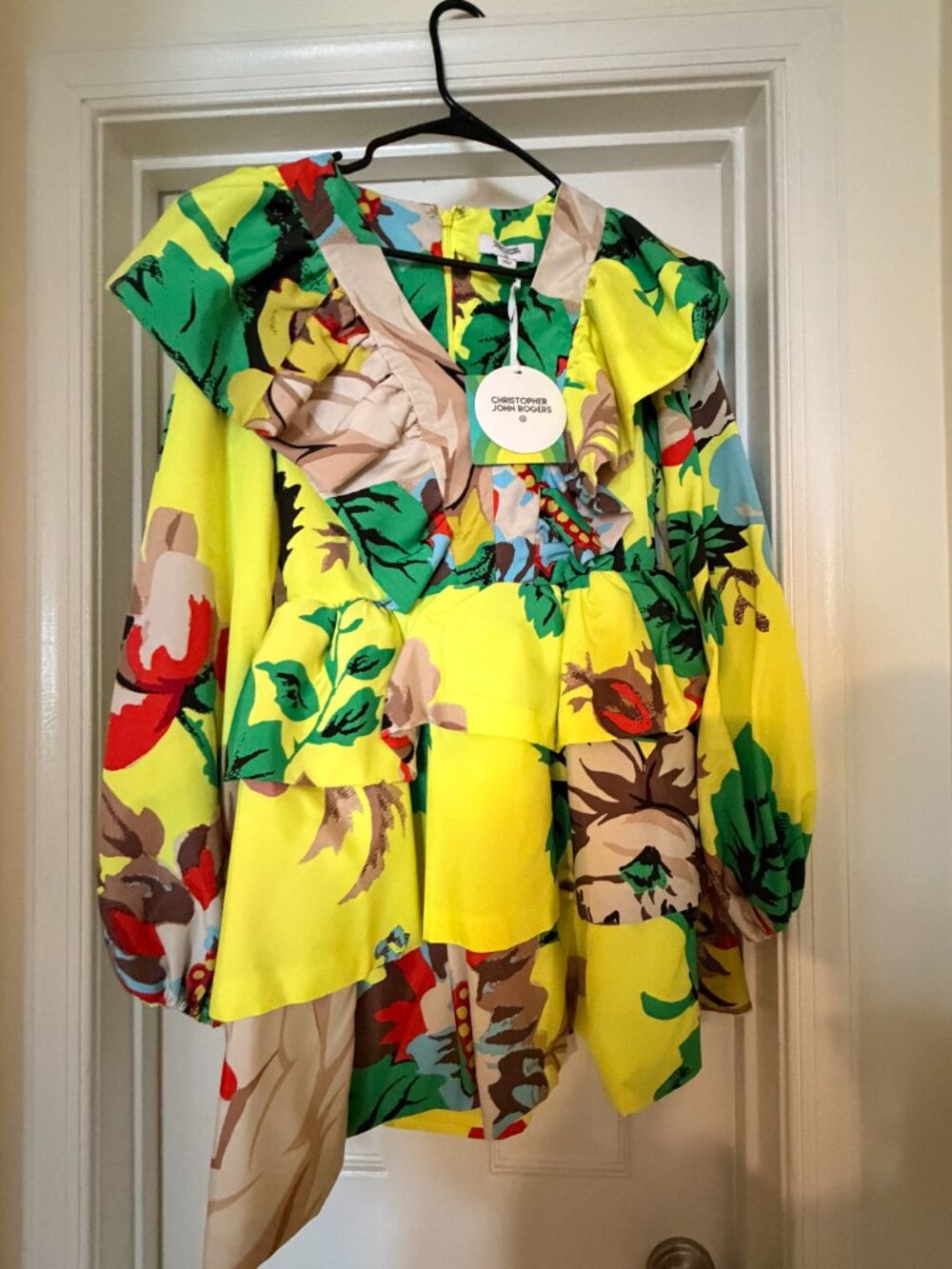 Target Neon Yellow Floral Ruffle Dress - Picture 2 of 3